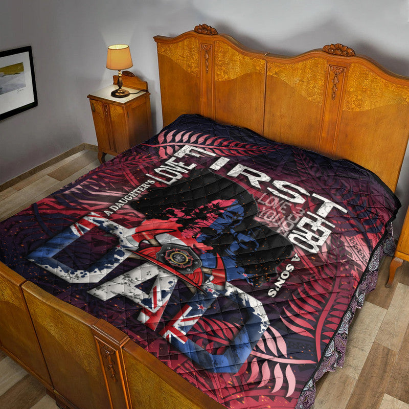 (Custom Personalised) Fathers Day - New Zealand Firefighter Dad Premium Quilt - Maori Pattern LT9