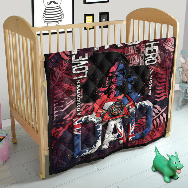(Custom Personalised) Fathers Day - New Zealand Firefighter Dad Premium Quilt - Maori Pattern LT9
