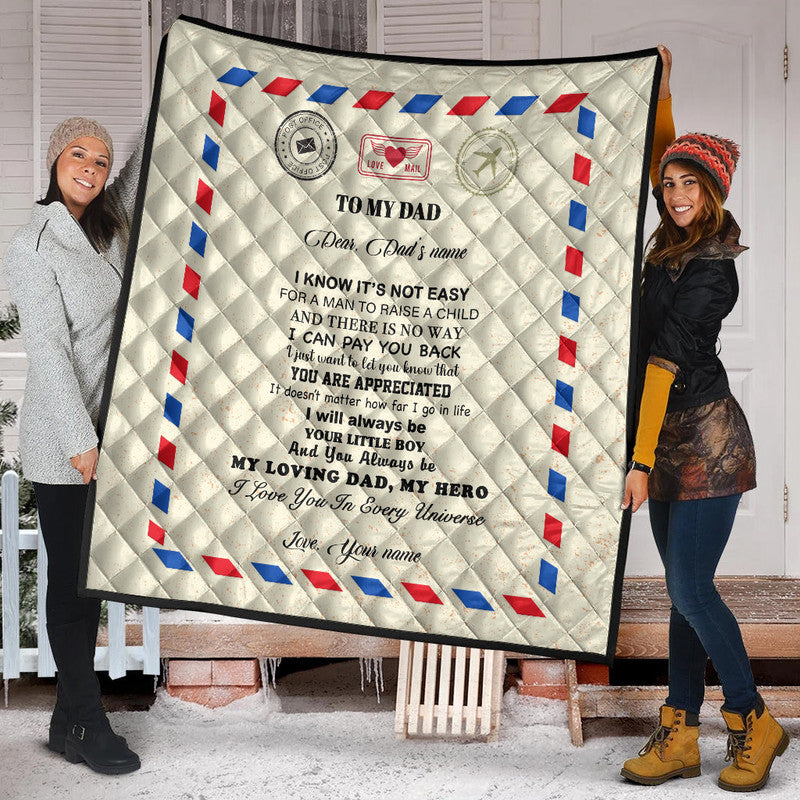 (Custom) Father Day Premium Quilt Letter From Son Simple Style LT8