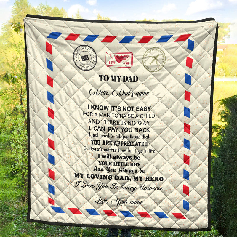 (Custom) Father Day Premium Quilt Letter From Son Simple Style LT8