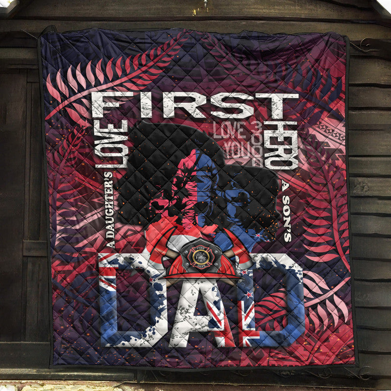 (Custom Personalised) Fathers Day - New Zealand Firefighter Dad Premium Quilt - Maori Pattern LT9