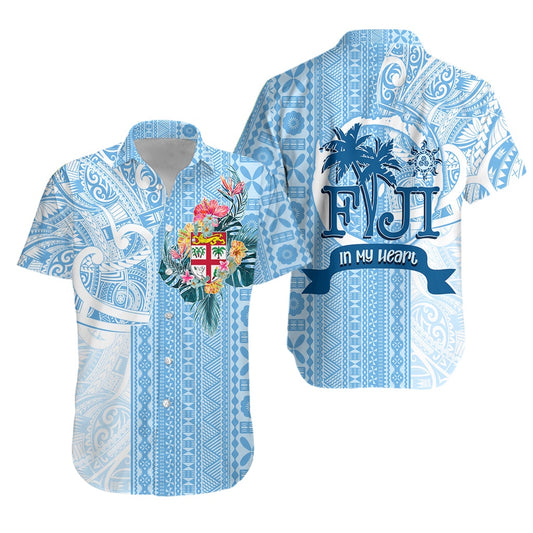 Fiji Tapa Pattern with Hibiscus Hawaiian Shirt - Fiji In My Heart LT7