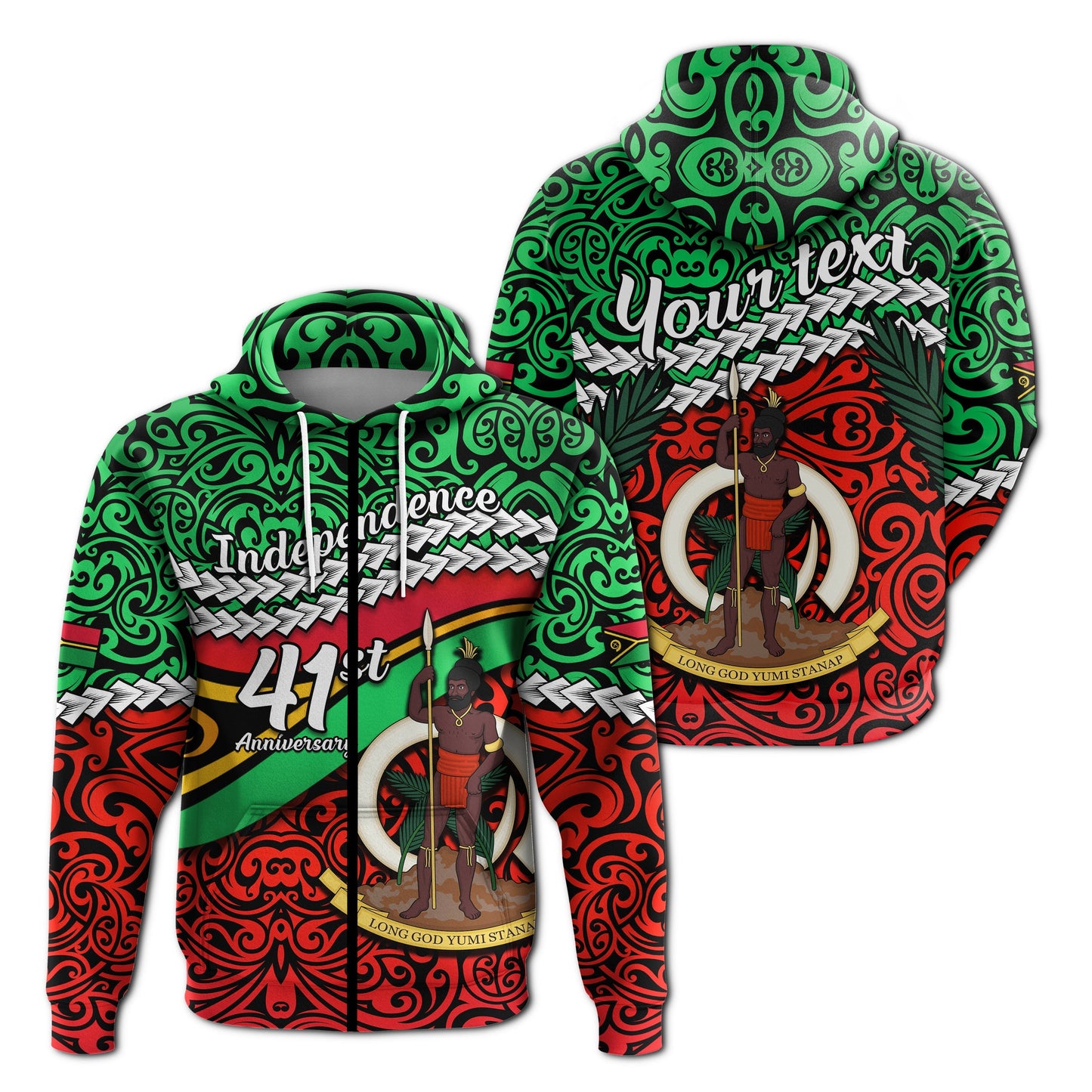 Custom Vanuatu Independence Zip Hoodie Happy Anniversary LT13