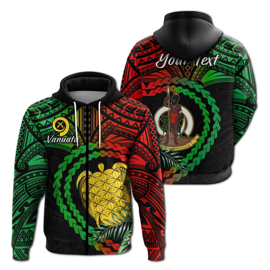 Custom Vanuatu Heart Polynesian Zip Hoodie Turtle Sand Drawings LT13