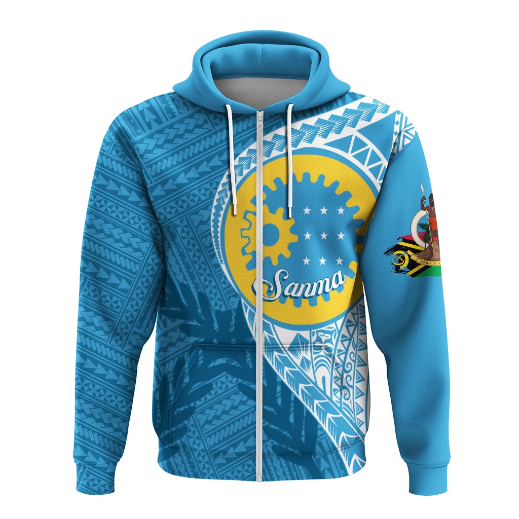 Custom Vanuatu Sanma Province Zip Up Hoodie Sanma Emblem LT7