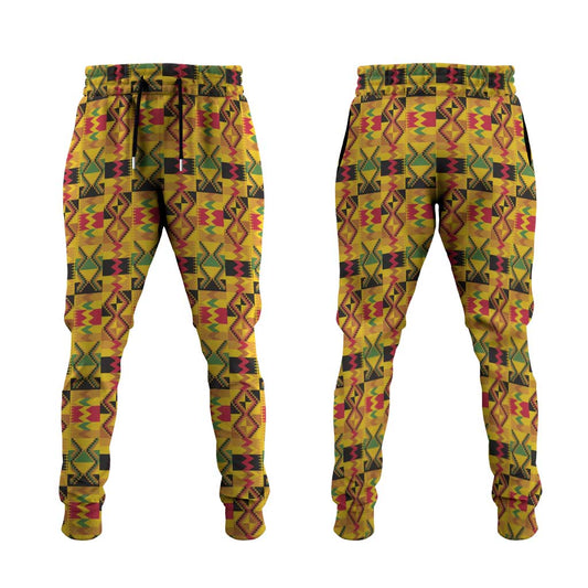 African Kente Pattern Jogger Pants Emaa Da LT15