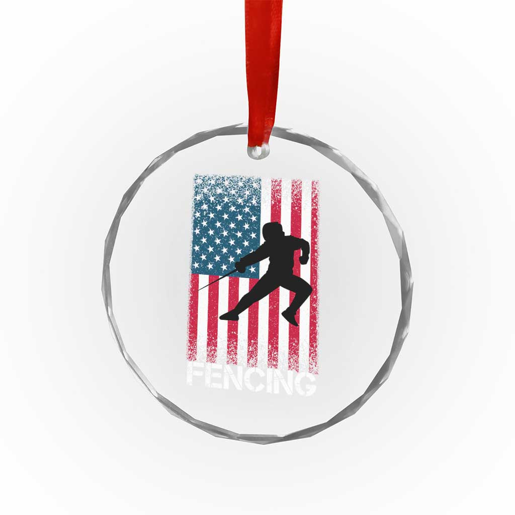 American Flag Fencing USA Patriotic Crystal Glass Ornament TS14