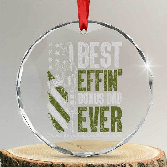 Best Effin Bonus Dad Ever Crystal Glass Ornament Step Dad Gun American Flag TS10