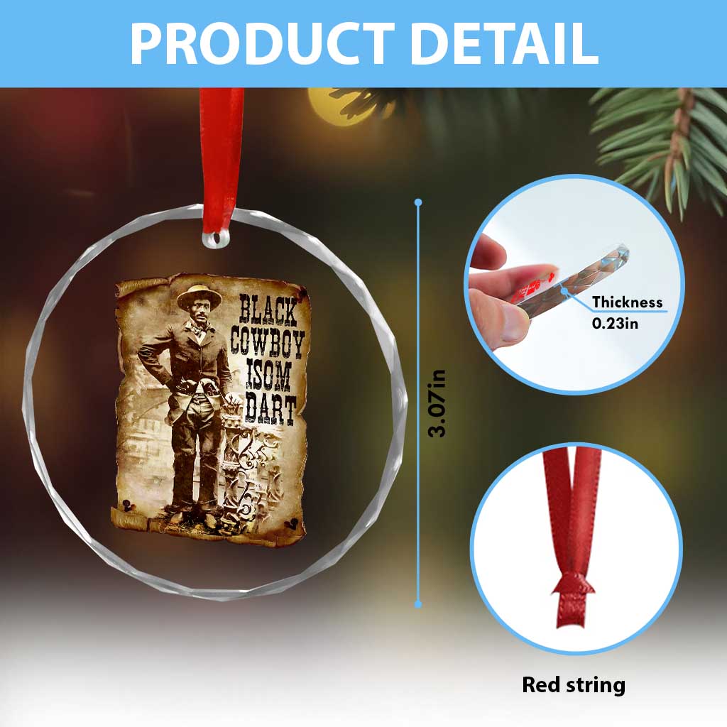 Black Cowboy Isom Dart Crystal Glass Ornament African American Cowboys Black History TS10
