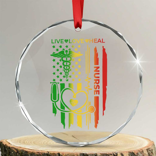 Black Nurse Crystal Glass Ornament American Flag Proud Afro African Women Melanin Pride TS10