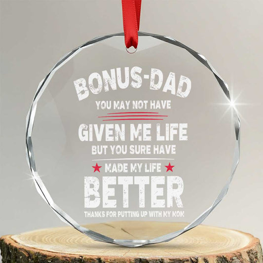 Bonus dad Crystal Glass Ornament Step Dad Fathers Day TS10