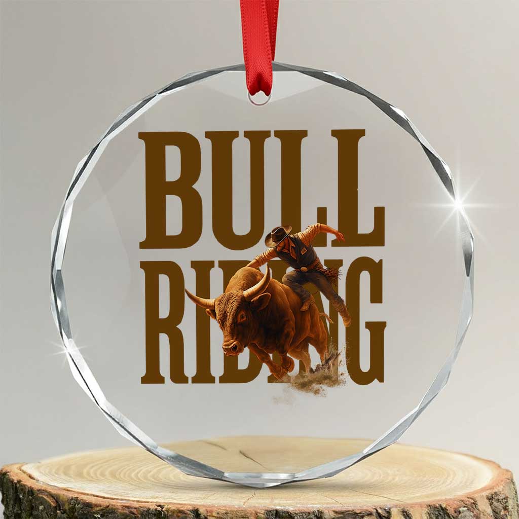 Bull Riding Cowboy Western Texas Rodeo Life Crystal Glass Ornament TS12