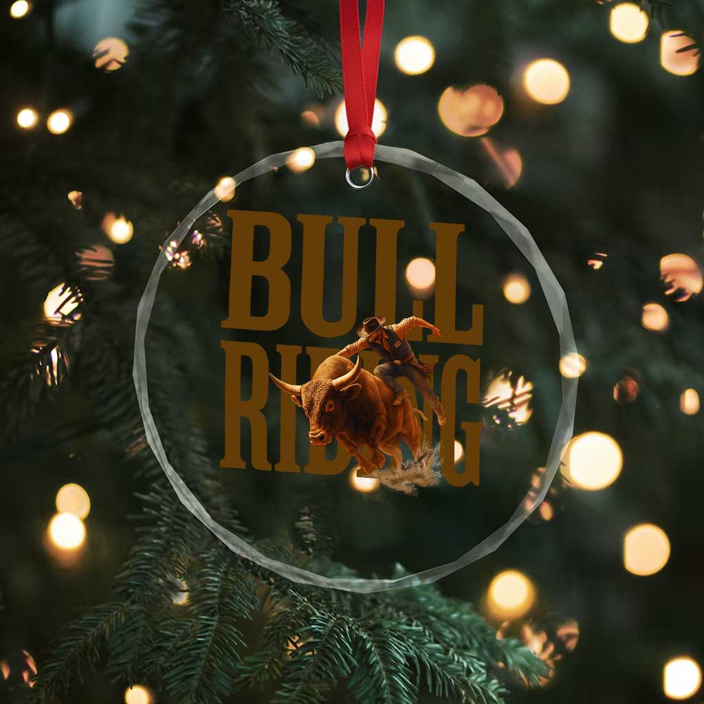 Bull Riding Cowboy Western Texas Rodeo Life Crystal Glass Ornament TS12