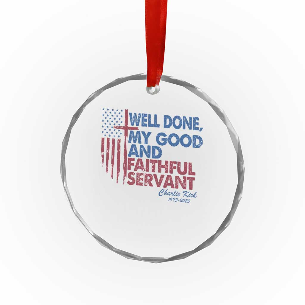 Charlie Kirk Crystal Glass Ornament Fear Not Mens Christian Memorial Tribute Charlie Cross US Flag TS10