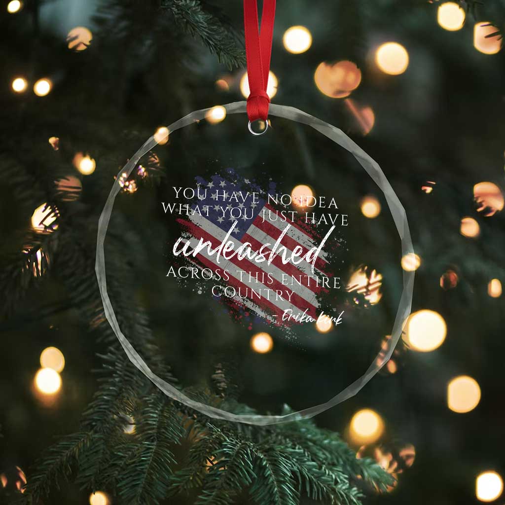 Charlie Kirk Memorial Crystal Glass Ornament Erika Kirk Quote Patriotism Faith Gods Merciful Love TS10