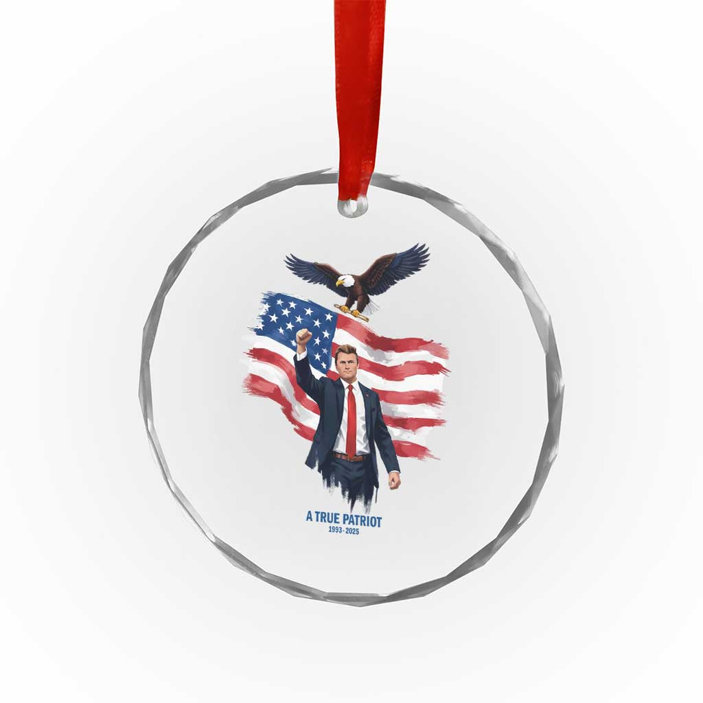 Charlie Kirk Tribute Crystal Glass Ornament A True Patriot American Flag Patriotic Eagle TS02