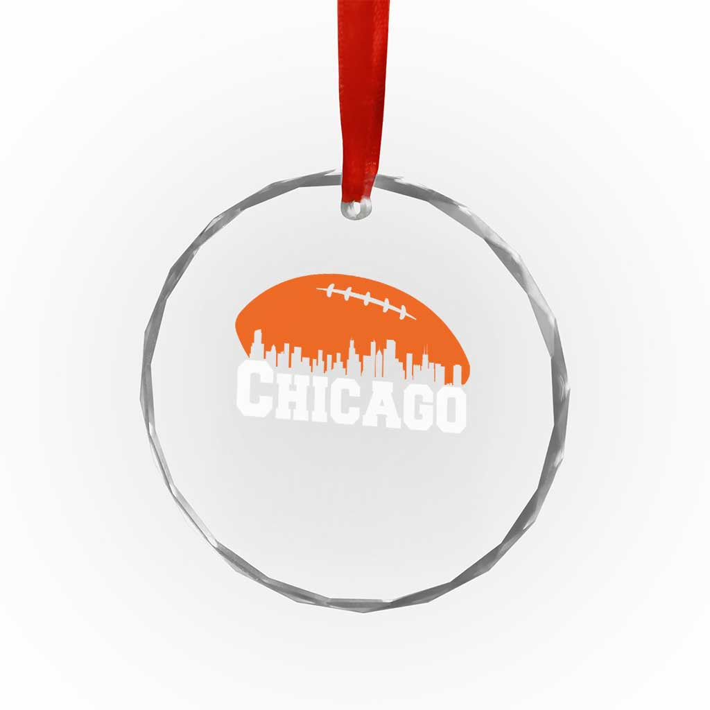 Chicago Skyline Football Graphic Crystal Glass Ornament Bold Windy City Fan Art for Game Days TS02