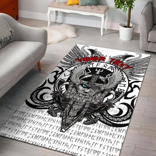( Custom Personalised) Viking Vegvisir Odin With Huginn And Muninn  Area Rug LT2