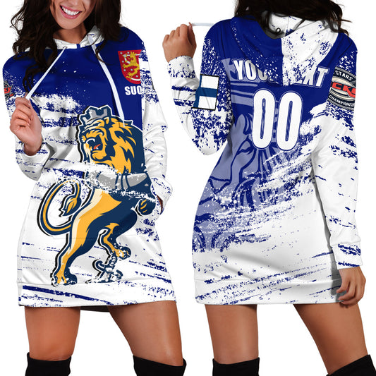 ( Custom Personalised) Finland Suomi Leijonat Hockey Hoodie Dress - LT2