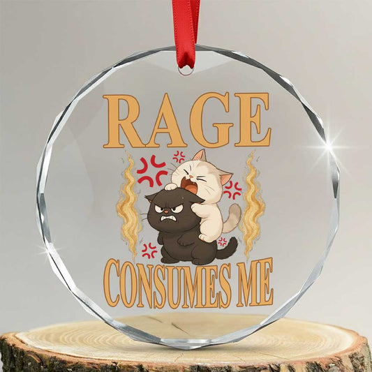 Cute Cat Crystal Glass Ornament Rage Is Consuming Me TS12