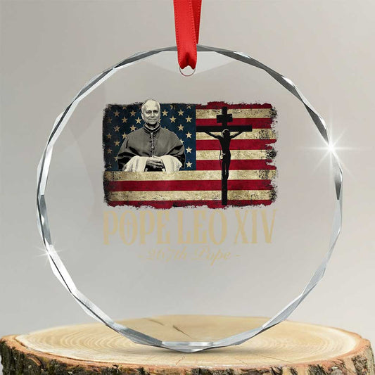 Da Pope Leo XIV Crystal Glass Ornament From America Chicago USA Flag Cross TS10