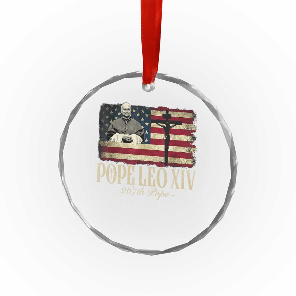 Da Pope Leo XIV Crystal Glass Ornament From America Chicago USA Flag Cross TS10