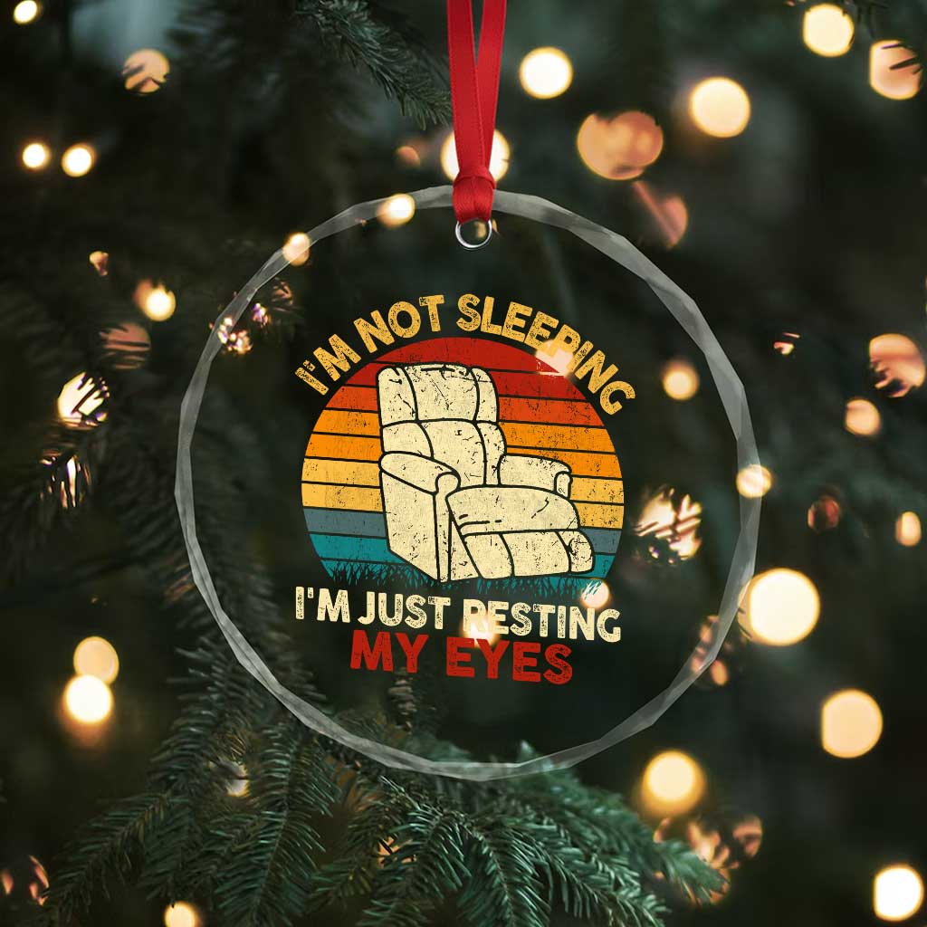 Dad Papa Grandpa Jokes Crystal Glass Ornament I'm Not Sleeping I'm Just Resting My Eyes TS10