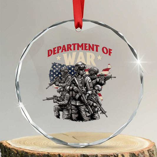 Department of War Est 2025 Crystal Glass Ornament Patriotic Combat Squad Tactical Soldiers Graphic TS02