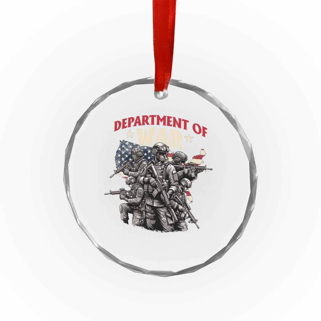 Department of War Est 2025 Crystal Glass Ornament Patriotic Combat Squad Tactical Soldiers Graphic TS02