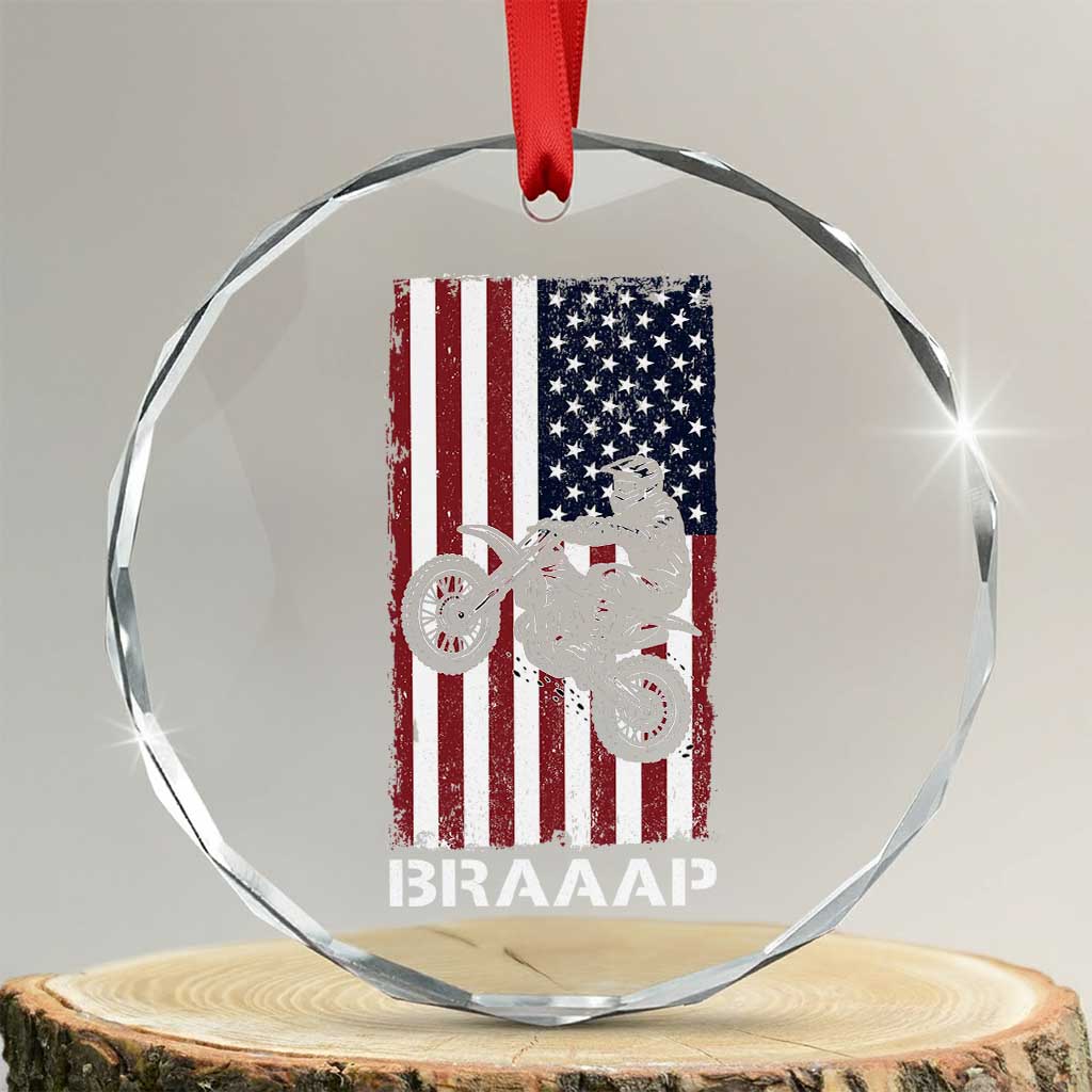 Dirt Bike Crystal Glass Ornament Braaap American Flag Motocross TS14