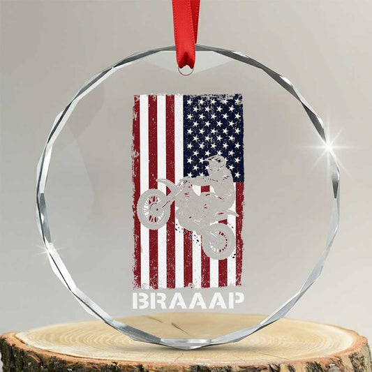 Dirt Bike Crystal Glass Ornament Braaap American Flag Motocross TS14