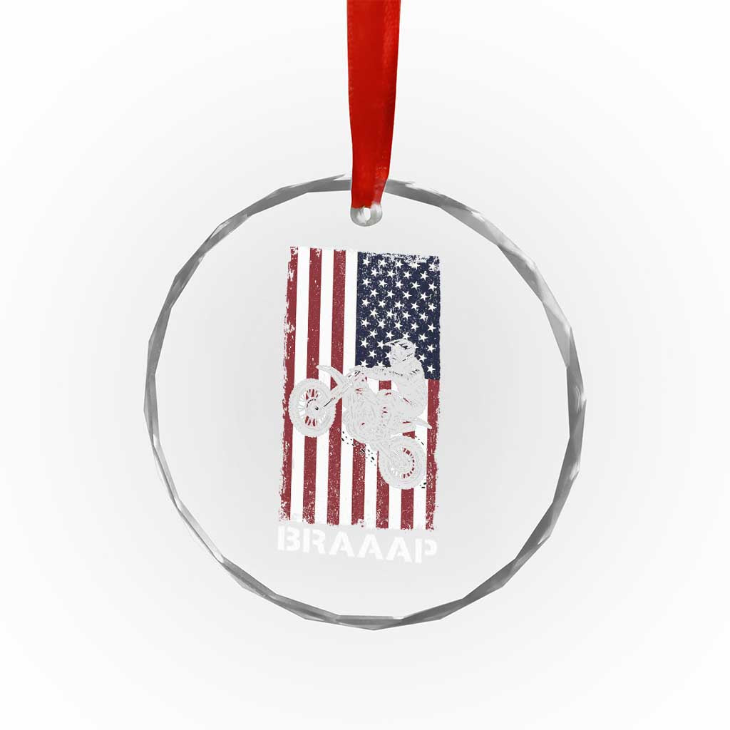 Dirt Bike Crystal Glass Ornament Braaap American Flag Motocross TS14
