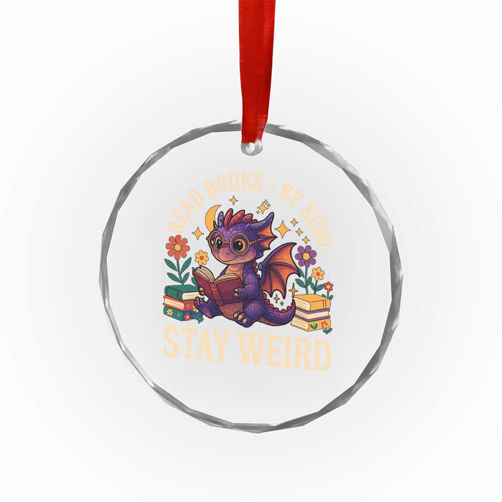 Dragon Read Book Crystal Glass Ornament Funny Read Books Be Kind Stay Weird TS12