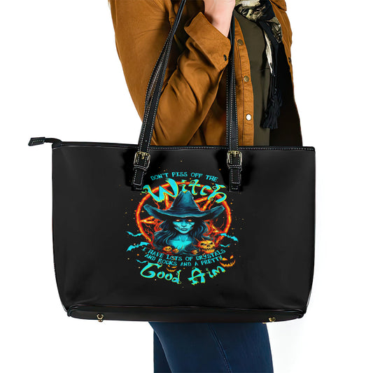 Witch Skull Leather Tote Bag Don't Pss Off The Witch DT01