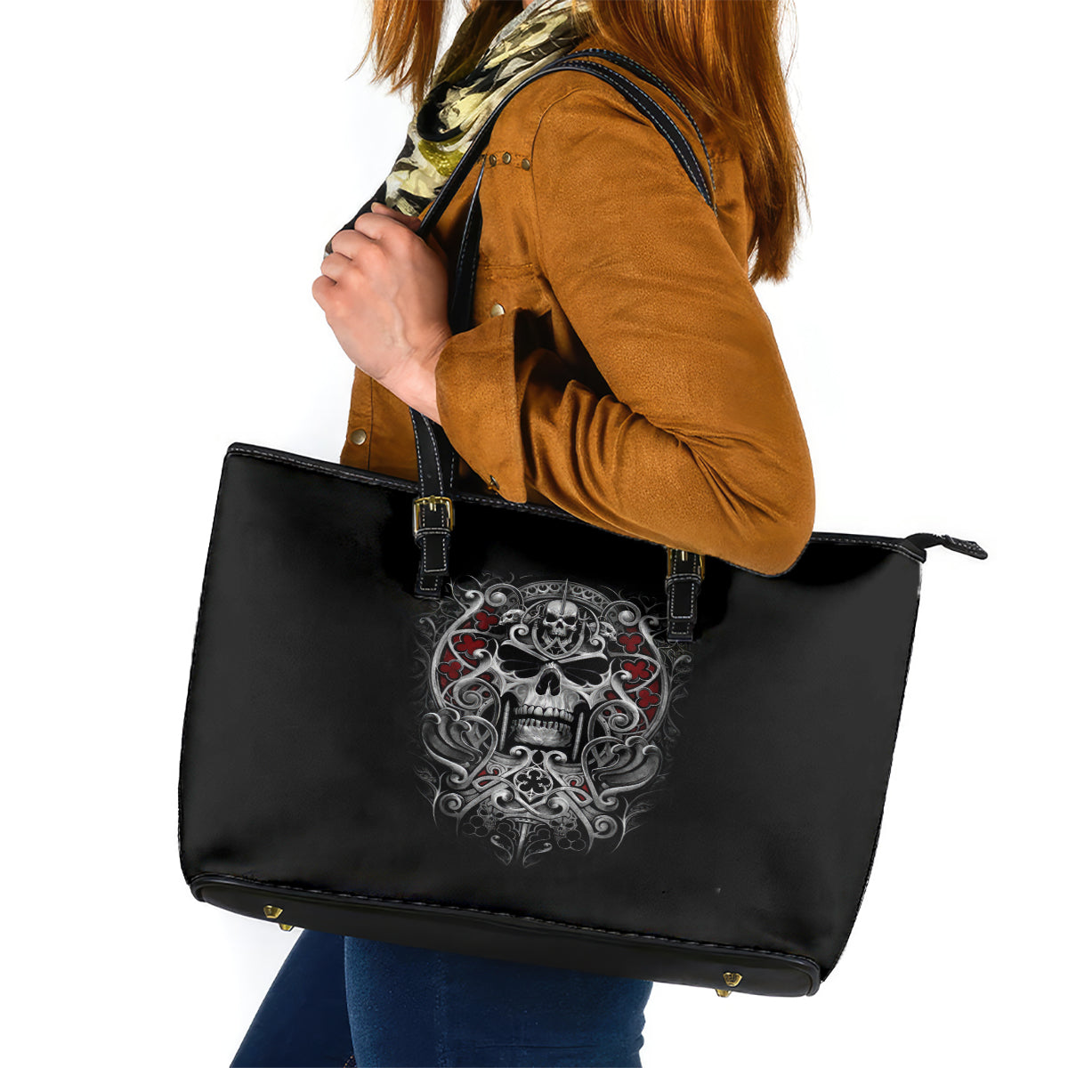 Skull Leather Tote Bag Ethereal Reapers Skull-Faced Death Angels DT01