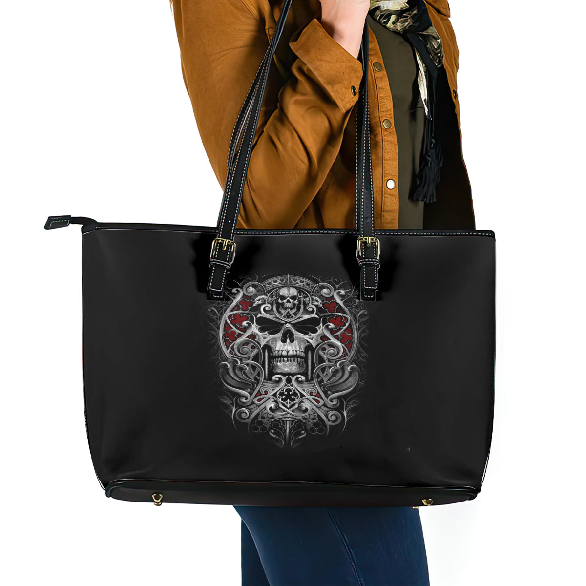 Skull Leather Tote Bag Ethereal Reapers Skull-Faced Death Angels DT01