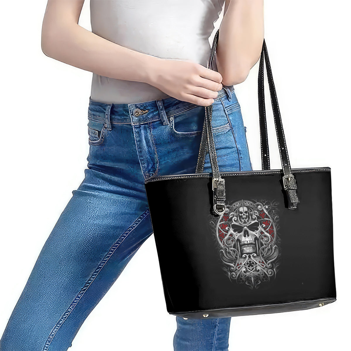 Skull Leather Tote Bag Ethereal Reapers Skull-Faced Death Angels DT01