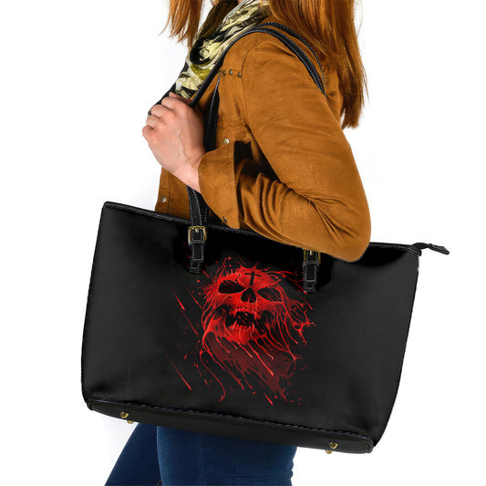 Skull Leather Tote Bag Bloody Skull Scream DT01