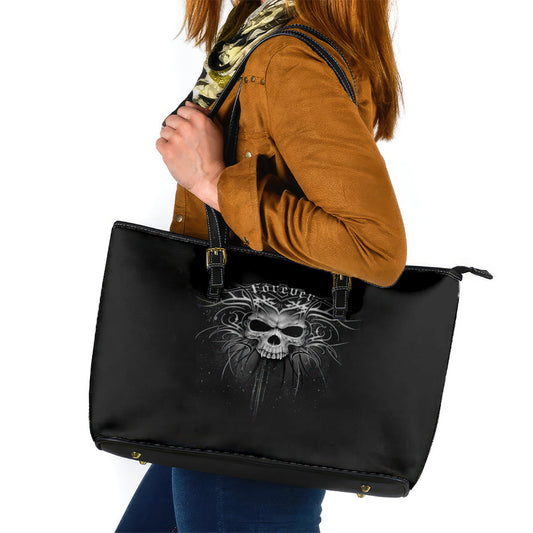 Skull Leather Tote Bag Skull Death Forever DT01