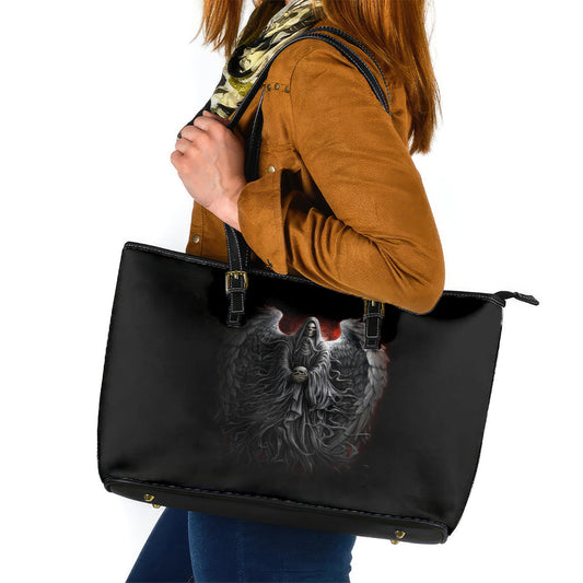 Skull Leather Tote Bag Death Angel Hold Skull DT01