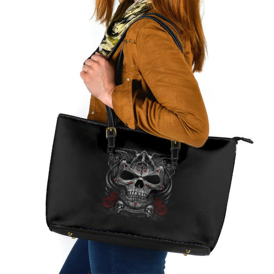 Skull Leather Tote Bag Cross Snake Bloody Skull DT01