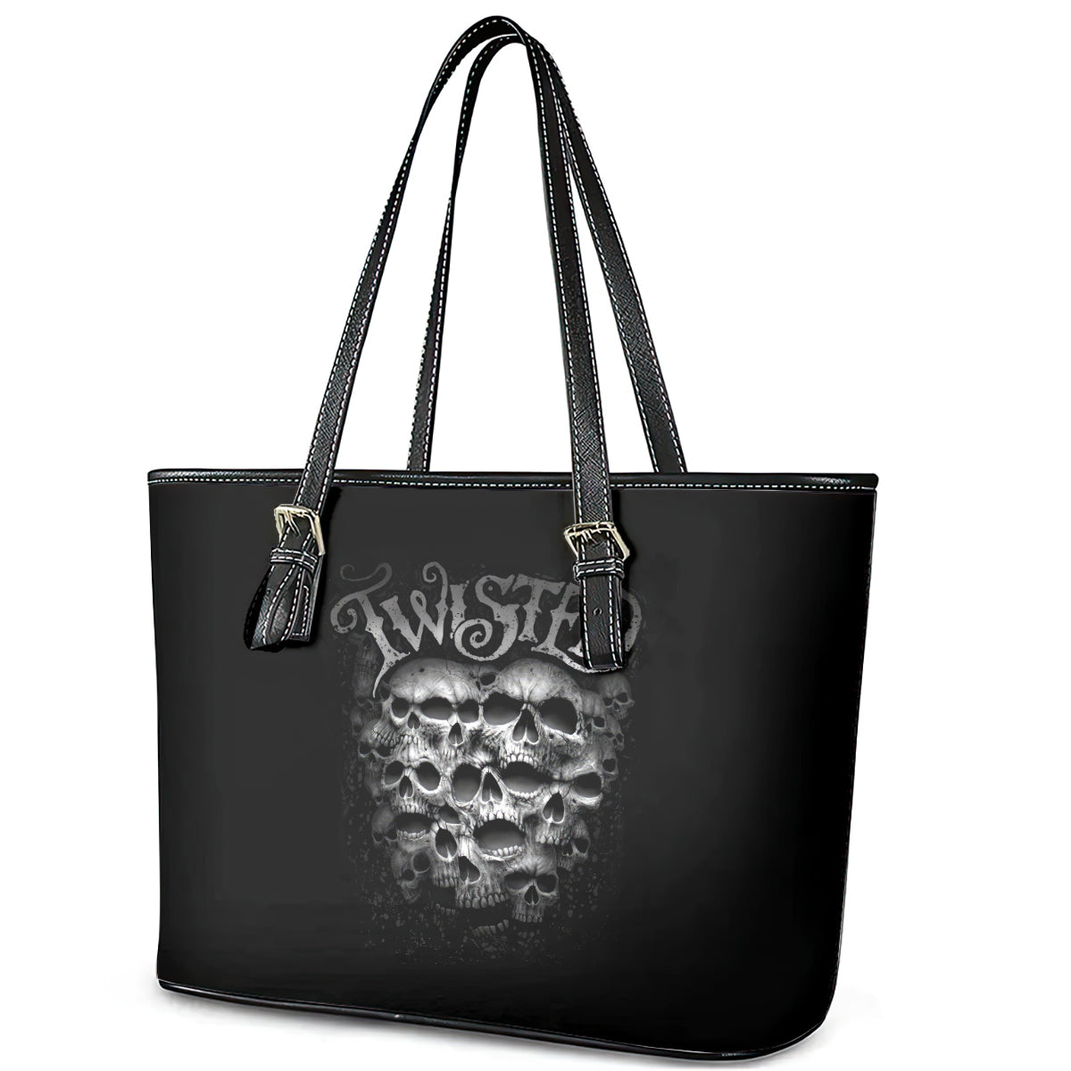 Skull Leather Tote Bag Twisted Head Skull DT01