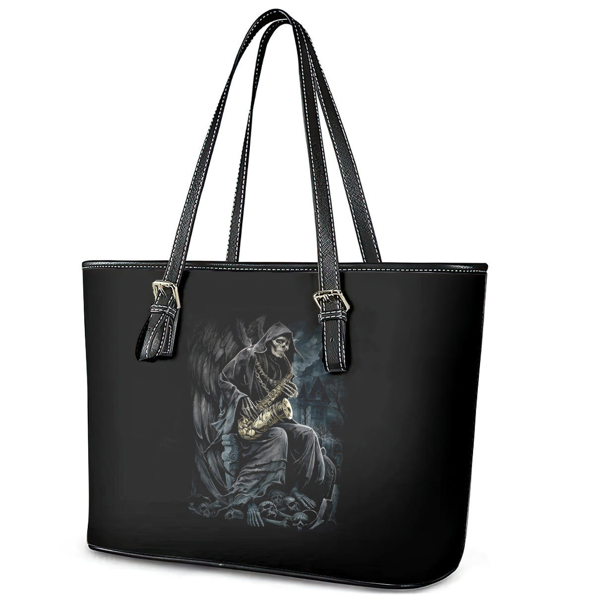 Skull Leather Tote Bag Musician Of Death DT01