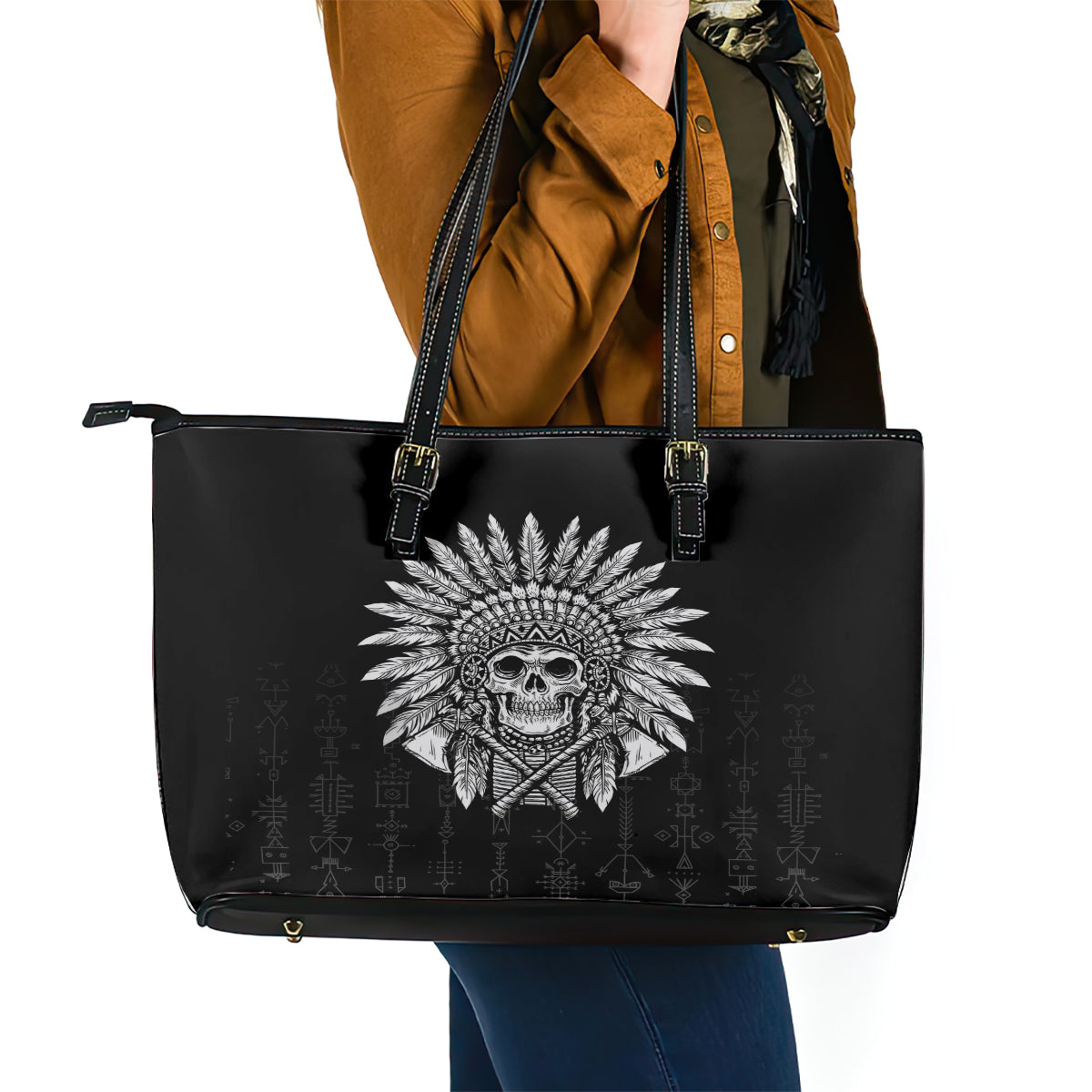 Skull Leather Tote Bag Chief Skeleton DT01