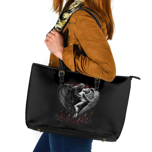 Skull Leather Tote Bag Death Angel In Love DT01