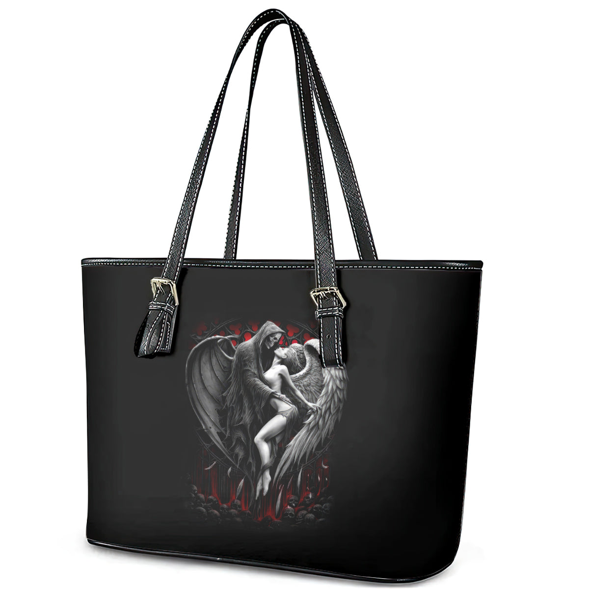 Skull Leather Tote Bag Death Angel In Love DT01