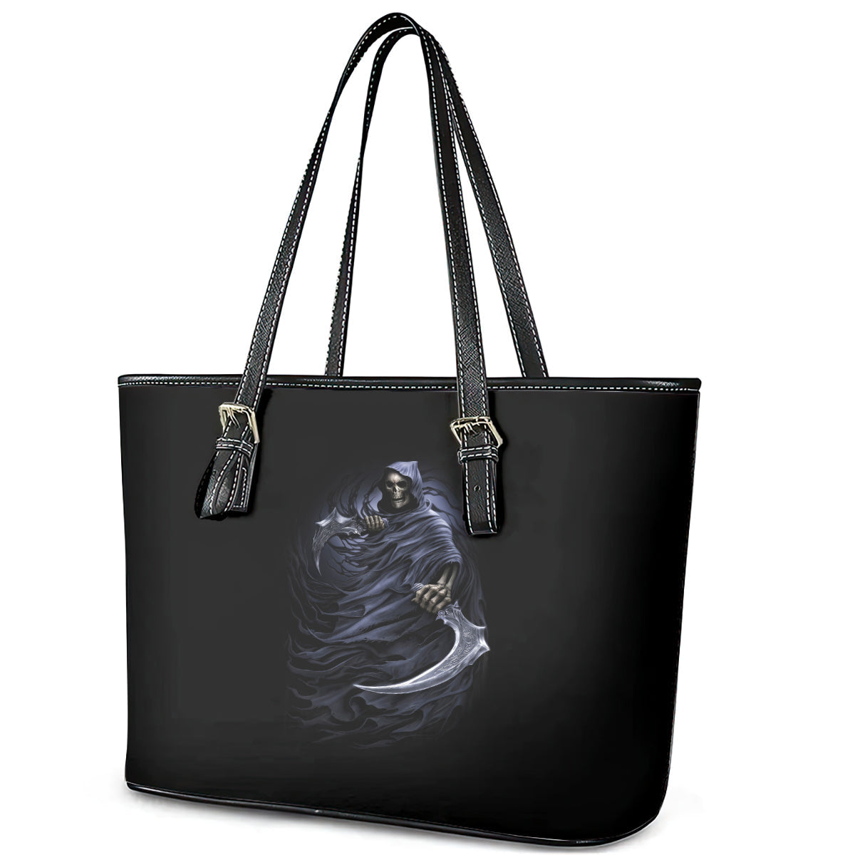 Skull Leather Tote Bag Purple Death Reaper DT01