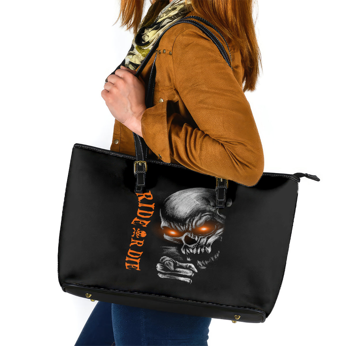 Skull Leather Tote Bag Ride Or Die DT01