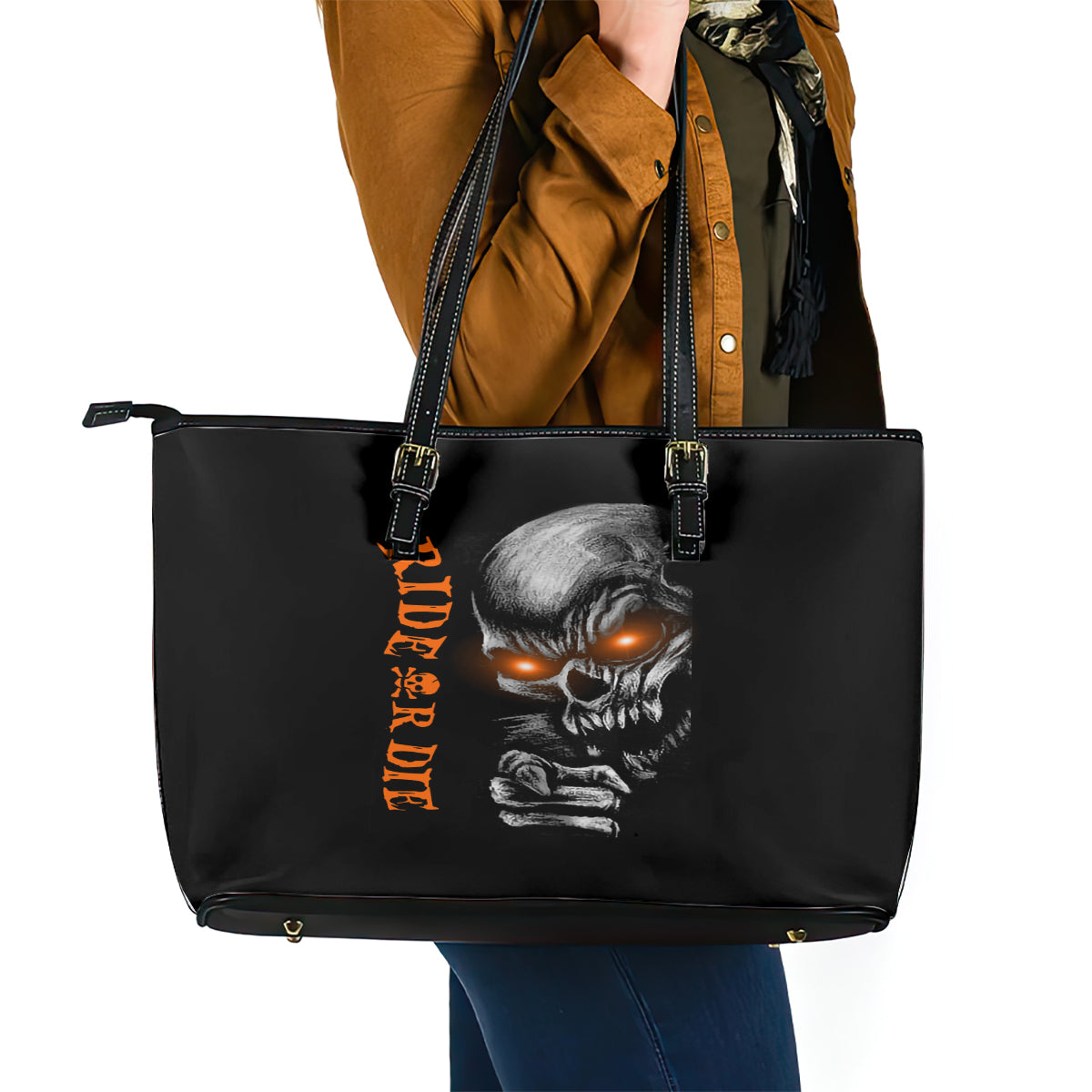 Skull Leather Tote Bag Ride Or Die DT01