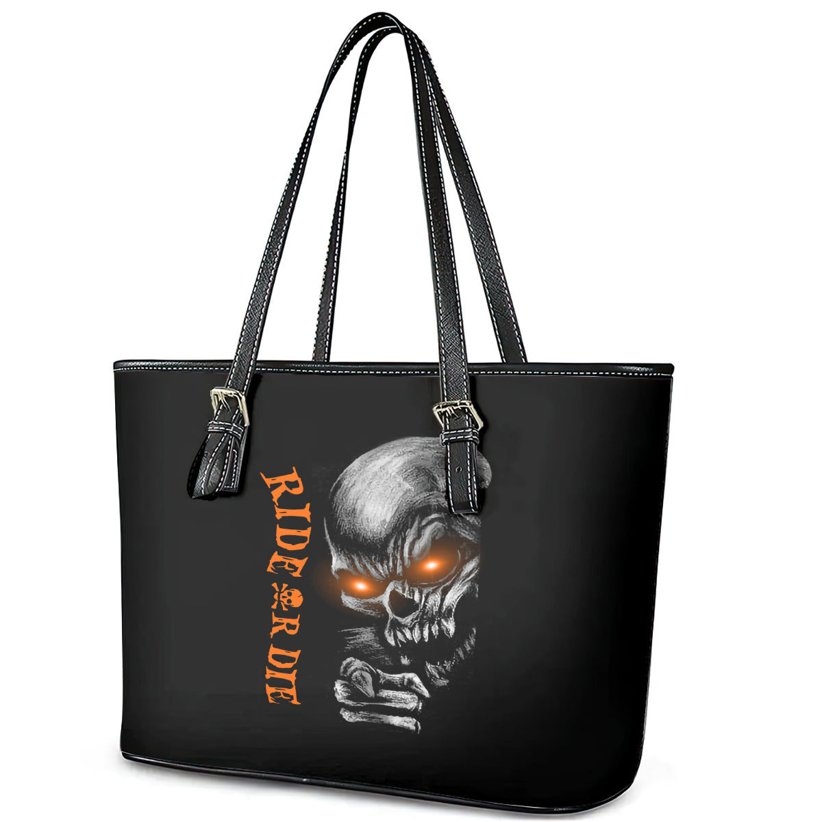 Skull Leather Tote Bag Ride Or Die DT01